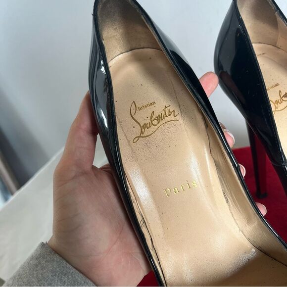CHRISTIAN LOUBOUTIN Black Patent Bianca 140mm Heels Platform Sz. 40.5 So Kate - Picture 6 of 10